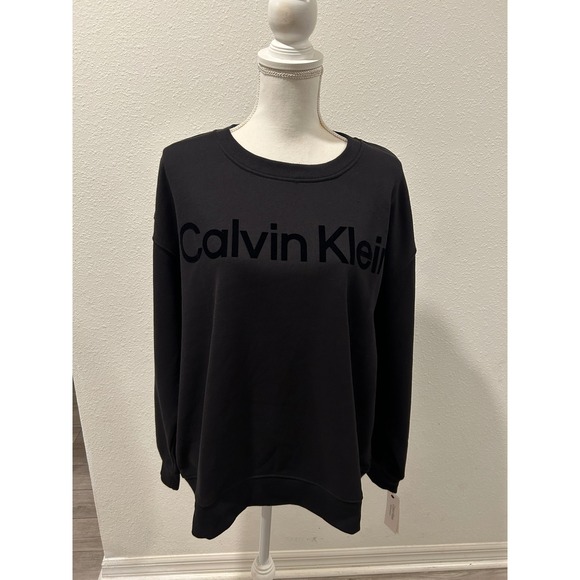 Calvin Klein Tops - Calvin Klein Performance Womens Black Logo Crewneck Sweatshirt Pullover Top XXL
